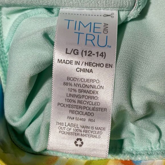 Time And Tru Bikini Top Women’s Size Large 12/14 Tie Dye Wide Strap Beach - Picture 4 of 7